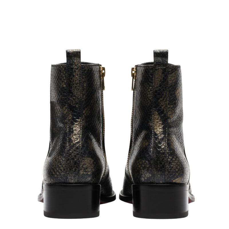 Reptile Texture Pointed Ankle Boots