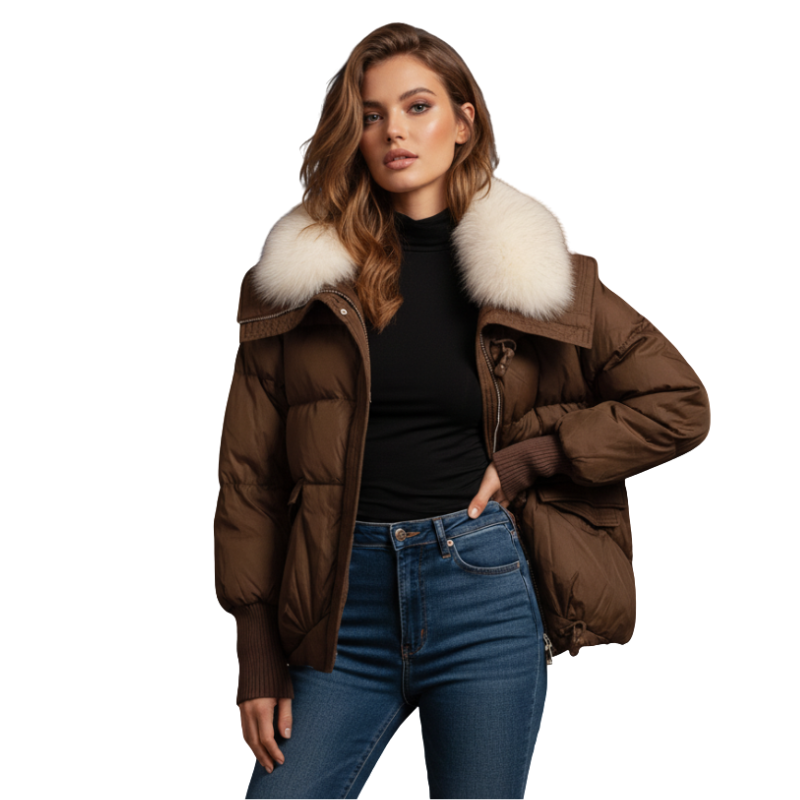 Cocoa Fluff Toggle Puffer Jacket
