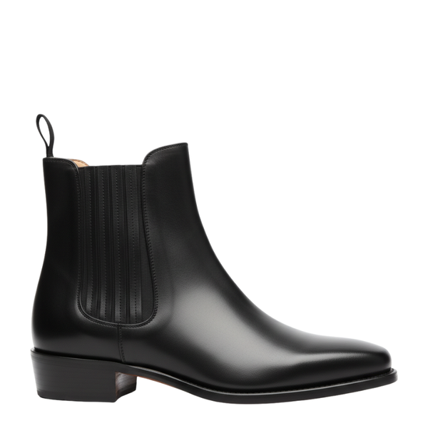 Gloss Finish Classic Chelsea Leather Boots - Black