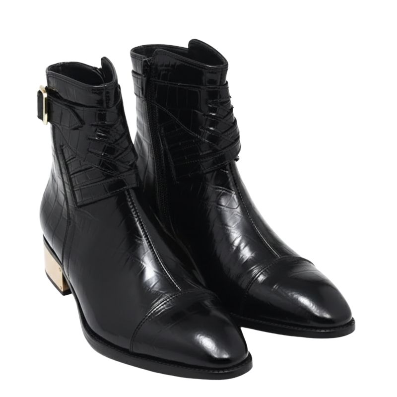 Mens Croco Luxe Buckle Boots