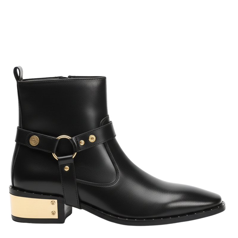 Luxury Noir Grace Gold Plated Heel Boot