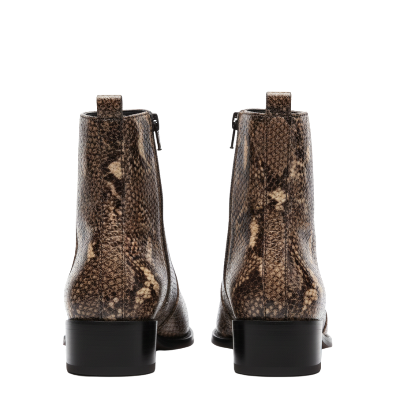 Snakeskin Pointed Ankle Boots