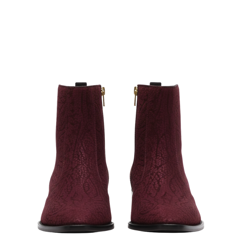 Embossed Velvet Ankle Boots