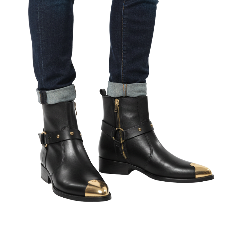 Luxury Noir Gold Ring Golden Toe Boot