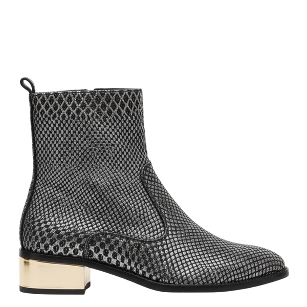 Snakeskin Ankle Boots with Metallic Gold Heel
