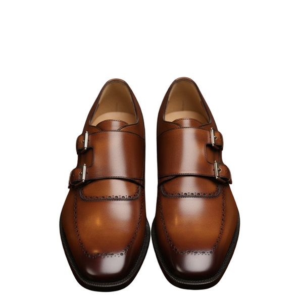 Classic Polished Leather Double Monk Shoes