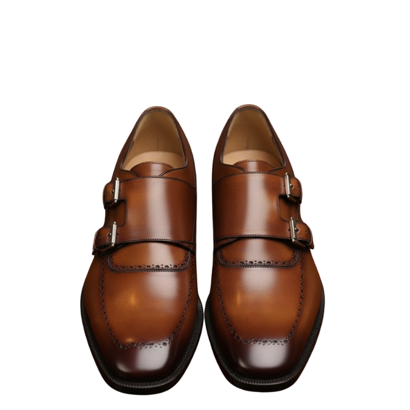 Classic Polished Leather Double Monk Shoes