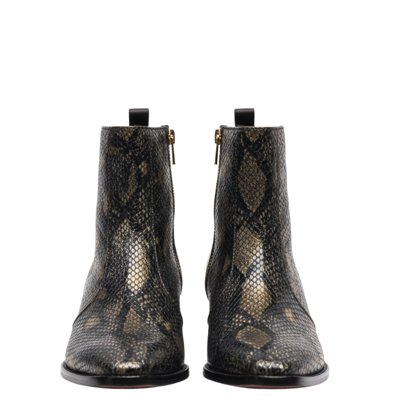 Reptile Texture Pointed Ankle Boots