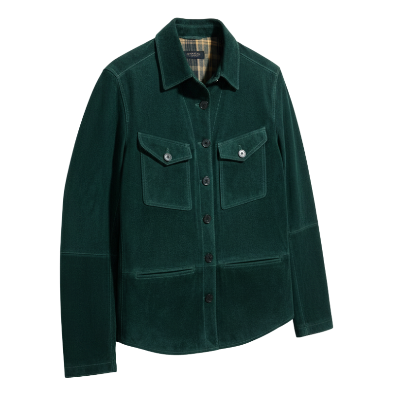 Forest Grid Suede Utility Jacket