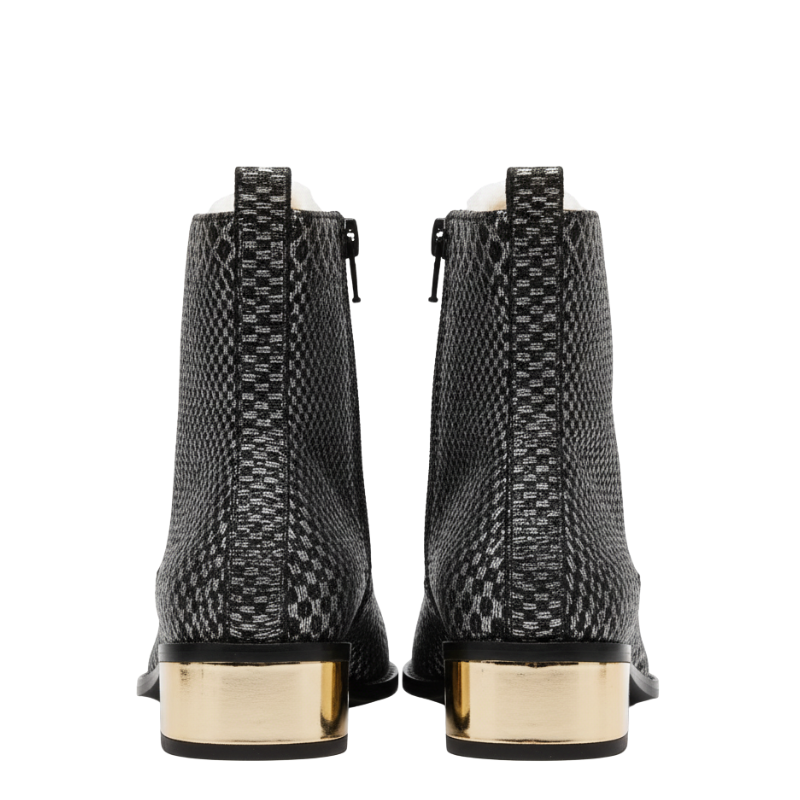 Snakeskin Ankle Boots with Metallic Gold Heel