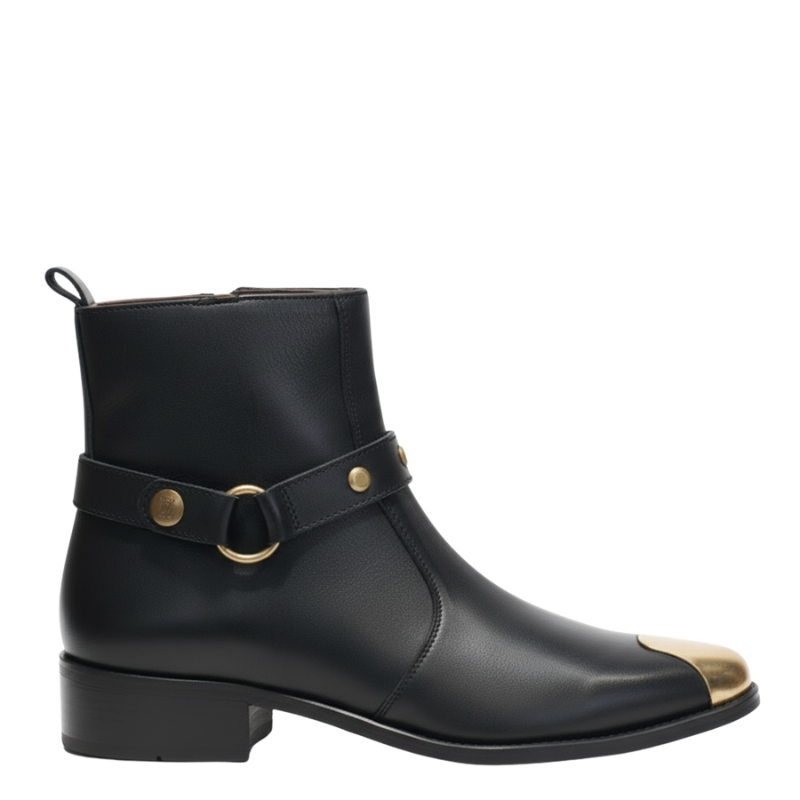 Luxury Noir Gold Ring Golden Toe Boot