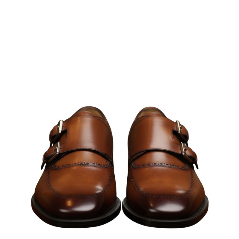 Classic Polished Leather Double Monk Shoes