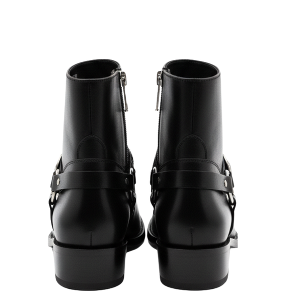 Midnight Harness Silver Cap Toe Boot