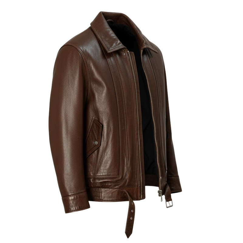 Gloss Buckle Classic Leather Jacket
