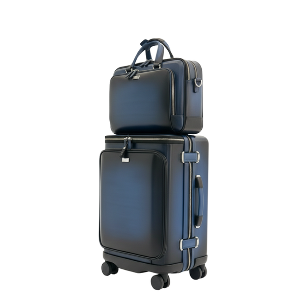 Italian Briefcase and Trolley Executive Luxe Luggage Set - Blue