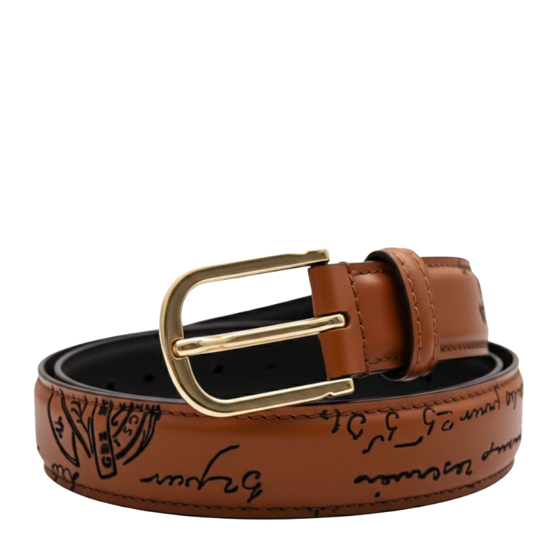 Scripted Elegance Gold Buckle Belt