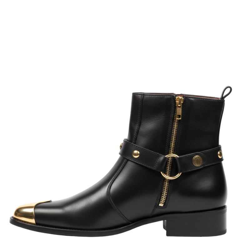 Luxury Noir Gold Ring Golden Toe Boot