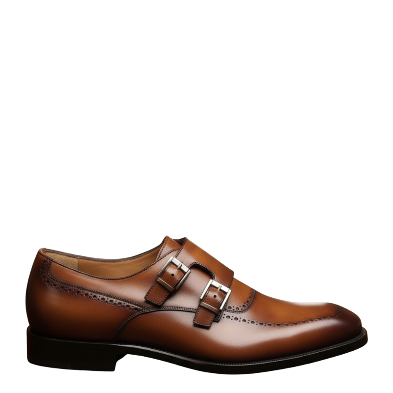Classic Polished Leather Double Monk Shoes