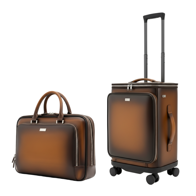 Italian Briefcase and Trolley Executive Luxe Luggage Set
