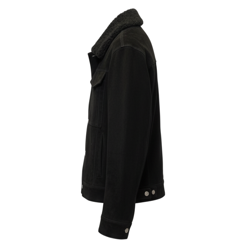 Shadow Black Suede Shearling Jacket