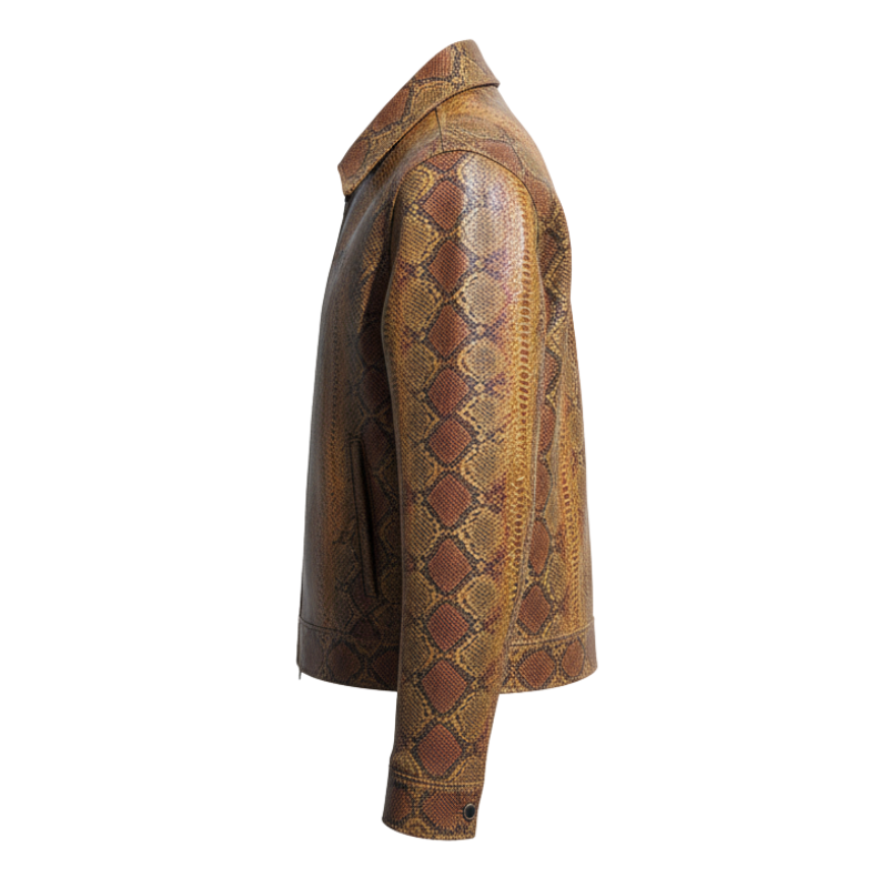 Men's Python Leather Bomber Jacket