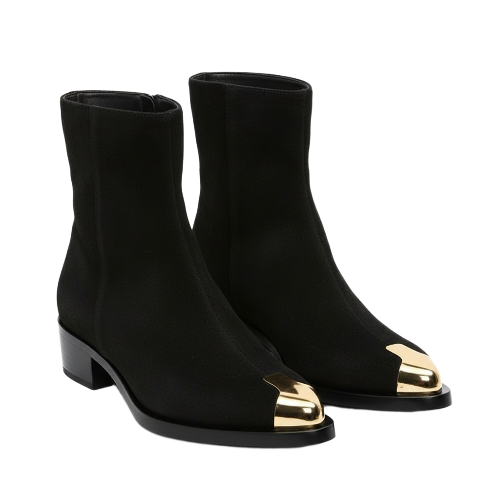 Punk Seude Golden Toe Boots