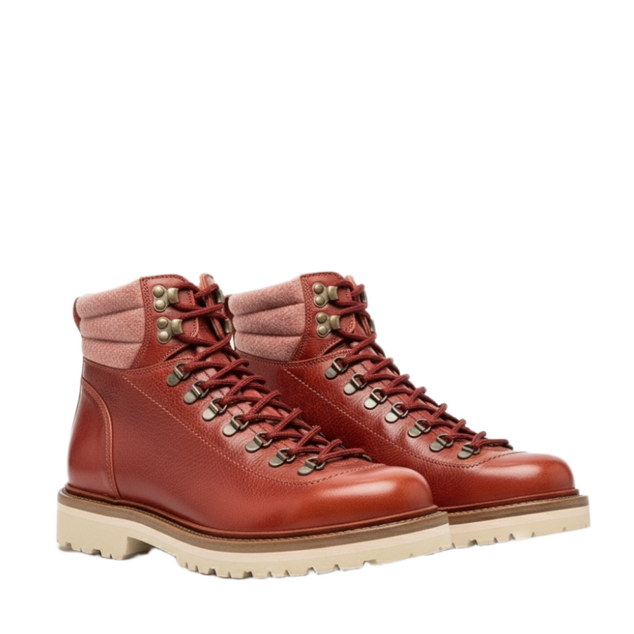 Wine Padded Ankle Lace-Up boots