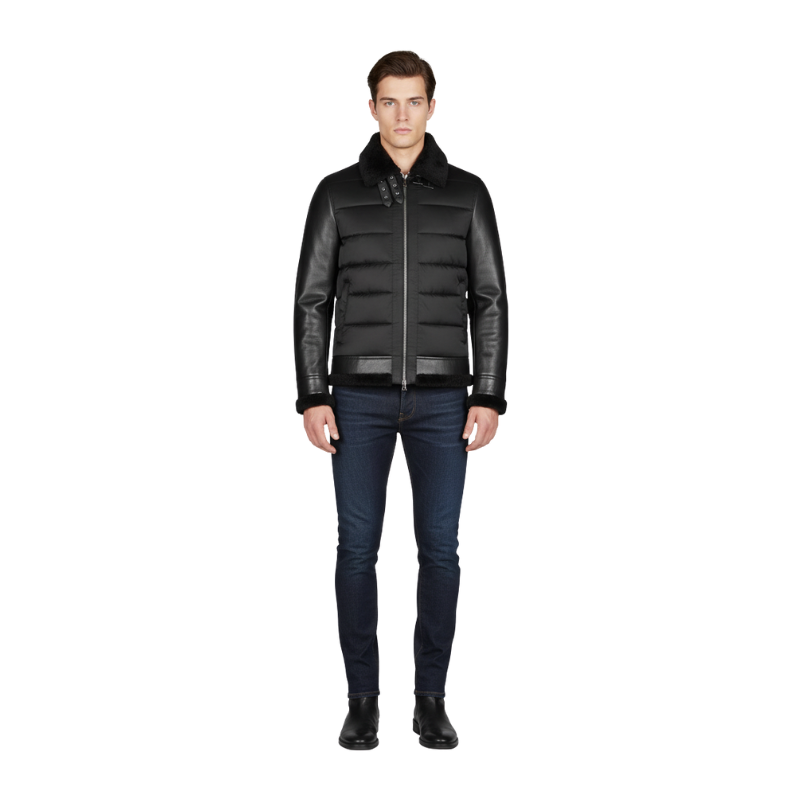 Frost Hybrid Shearling Bomber Jacket