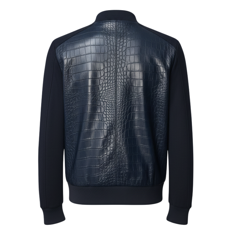 Men’s Premium Croc-Panel Luxe Bomber Jacket