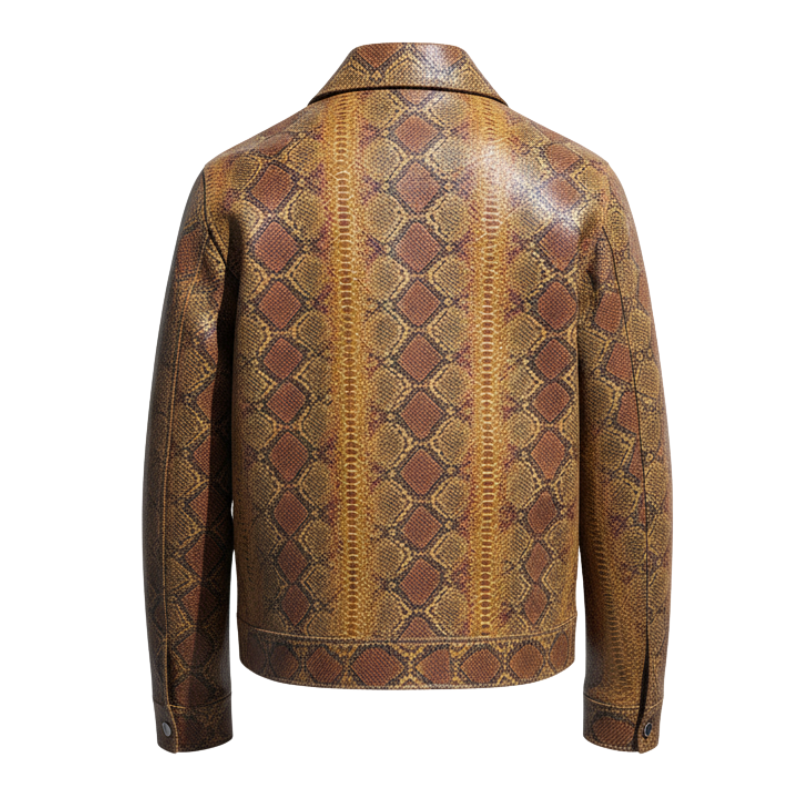 Men's Python Leather Bomber Jacket