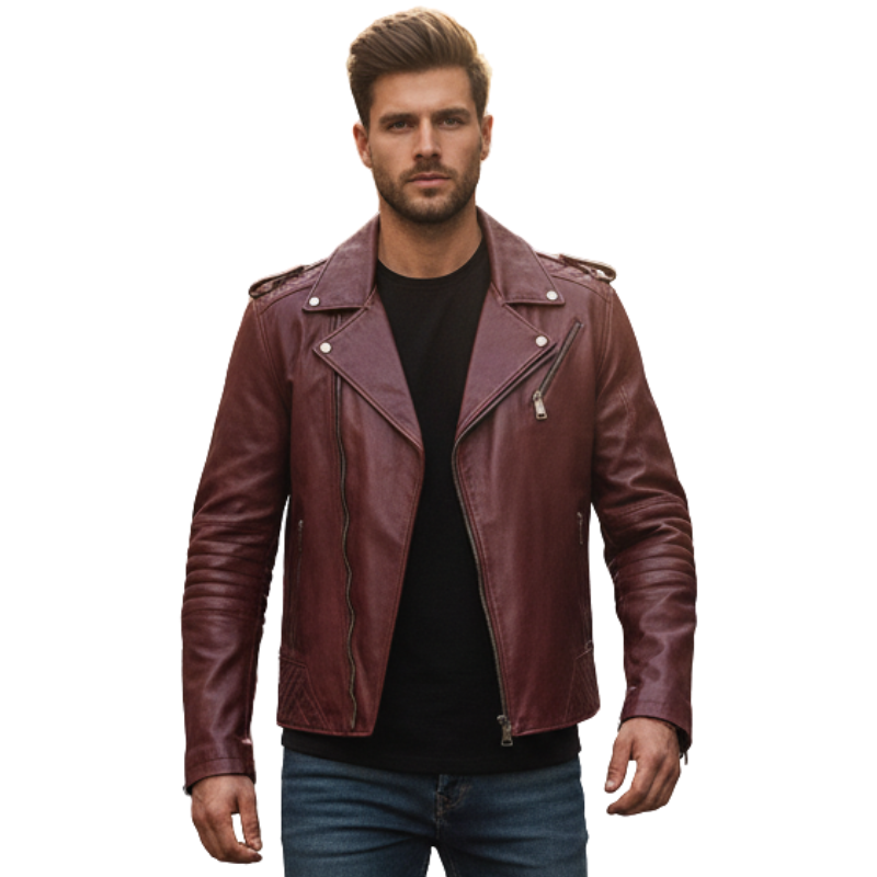 Crimson Drifter Moto Leather Jacket