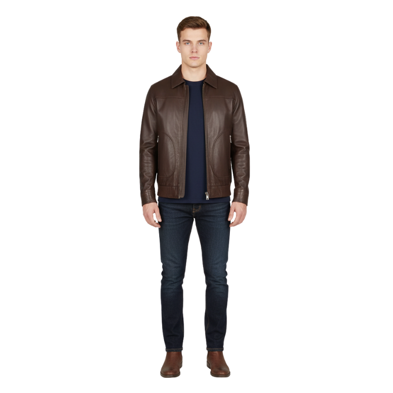 Men’s Premium Bordeaux Crest Luxe Leather Jacket