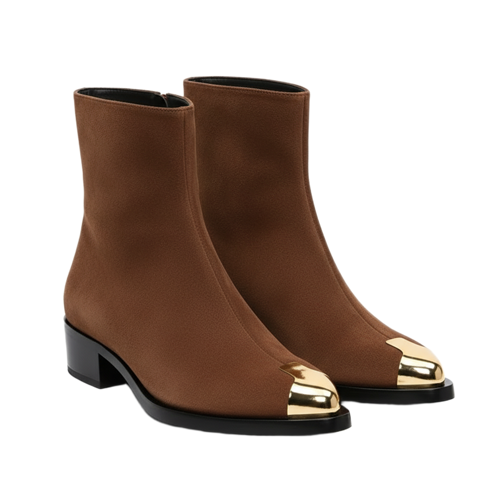 Punk Seude Golden Toe Boots