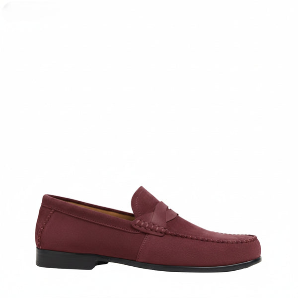 Luxury Suede Heritage Penny strap Moc Loafers - Burgundy