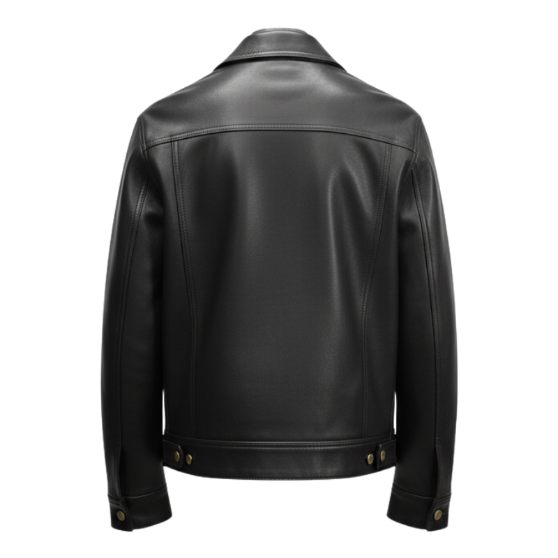 Luxury Noir Heritage Leather Trucker Jacket
