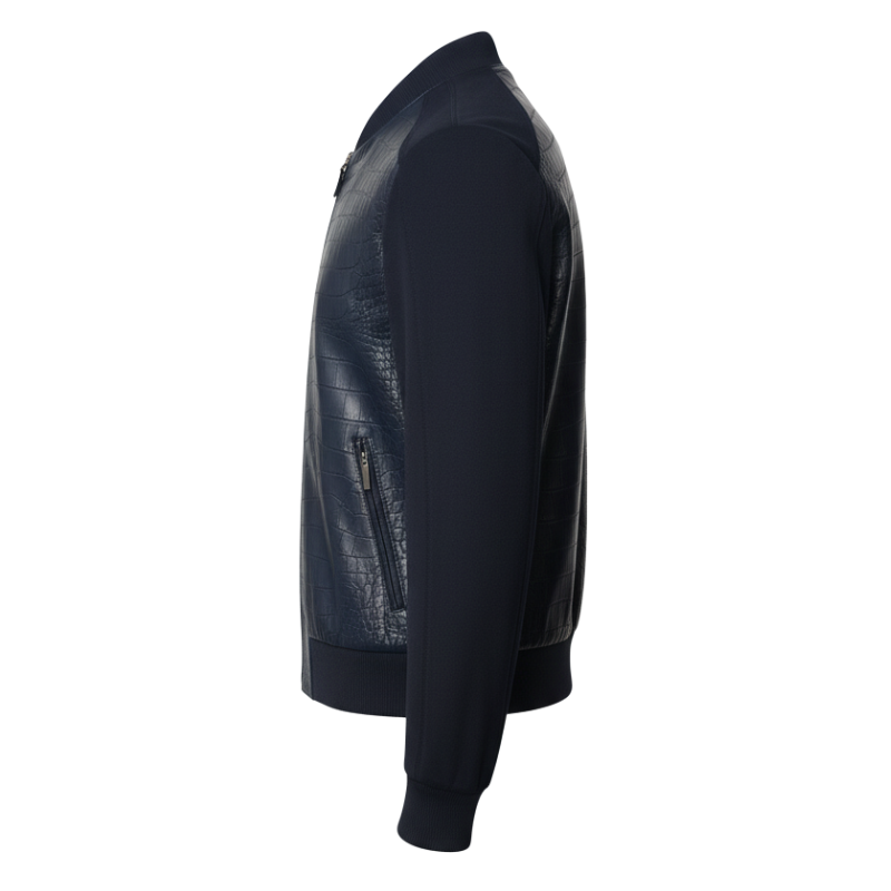 Men’s Premium Croc-Panel Luxe Bomber Jacket