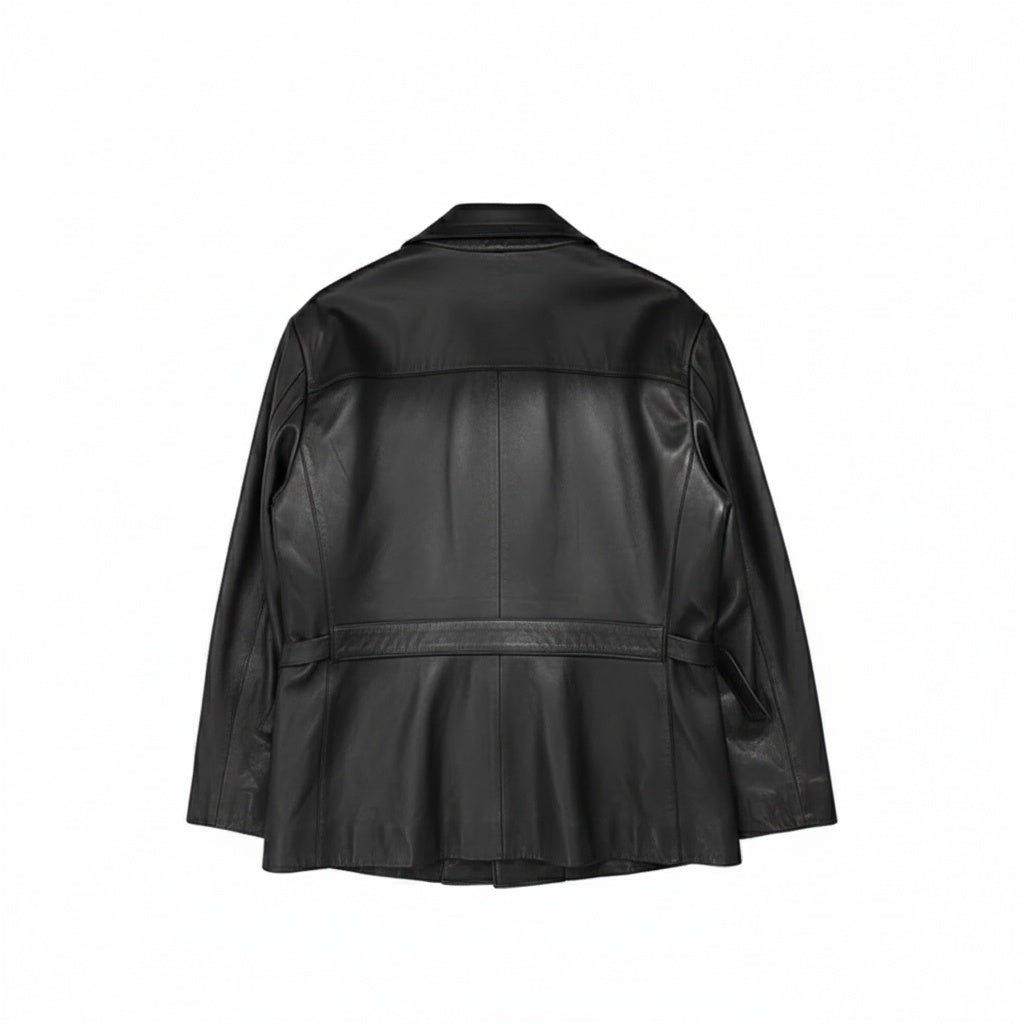 Classic Leather Multi Pocket Leather Coat