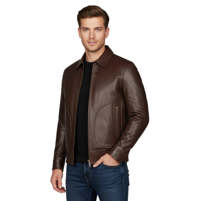 Men’s Premium Bordeaux Crest Luxe Leather Jacket
