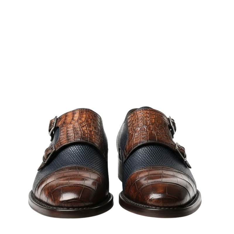 Duke Marrone Croc Monkstraps