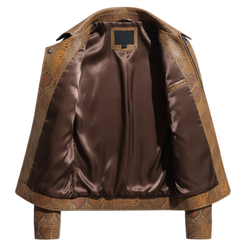 Men's Python Leather Bomber Jacket