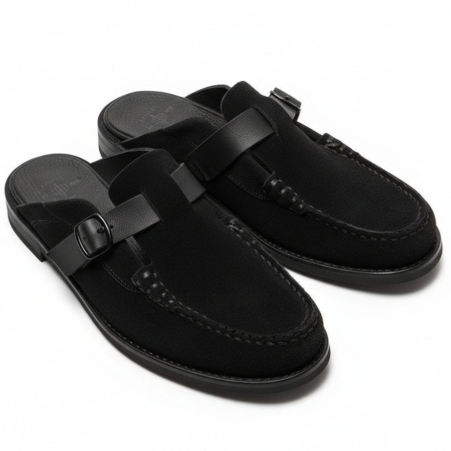 Men's Dark Buckle-strap Mule