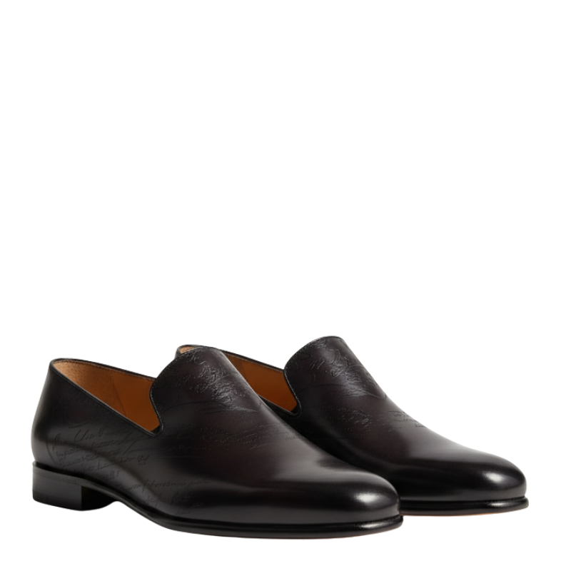 Luxury Noir Scribe Leather Loafers