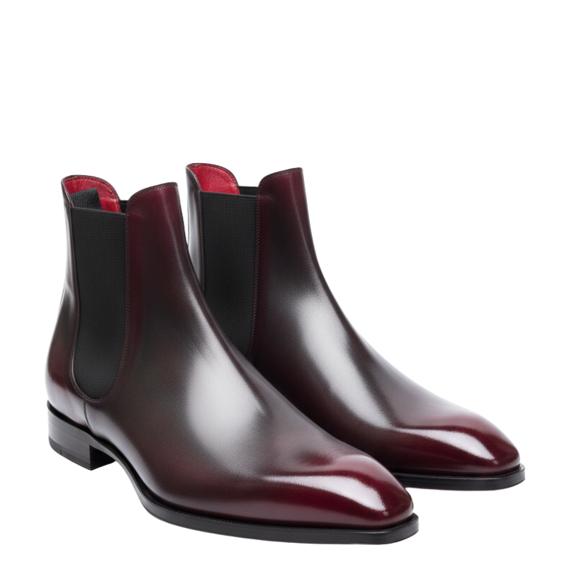 Italian Bordeaux Luxe Chelsea Boots