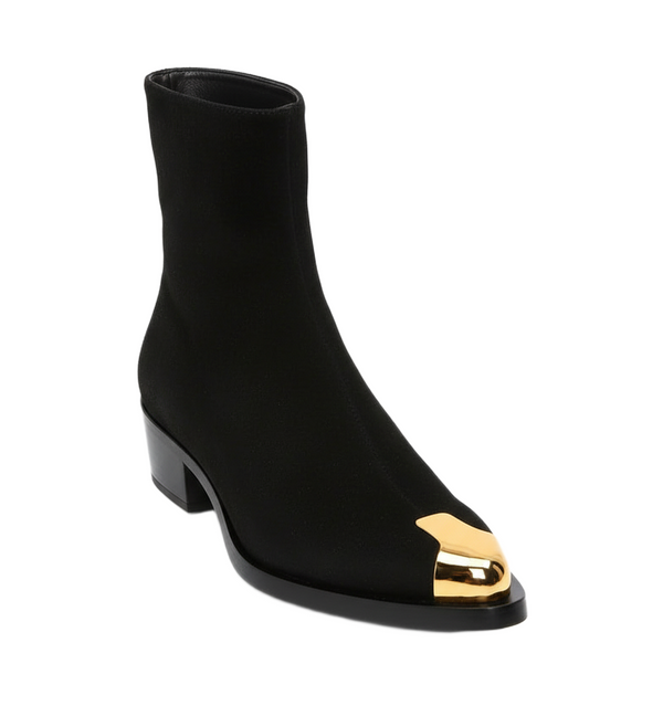 Punk Suede Golden Toe Boots - Black