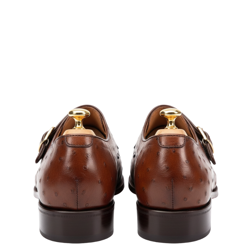 Luxury Cognac Quill Monarch Monk Strap