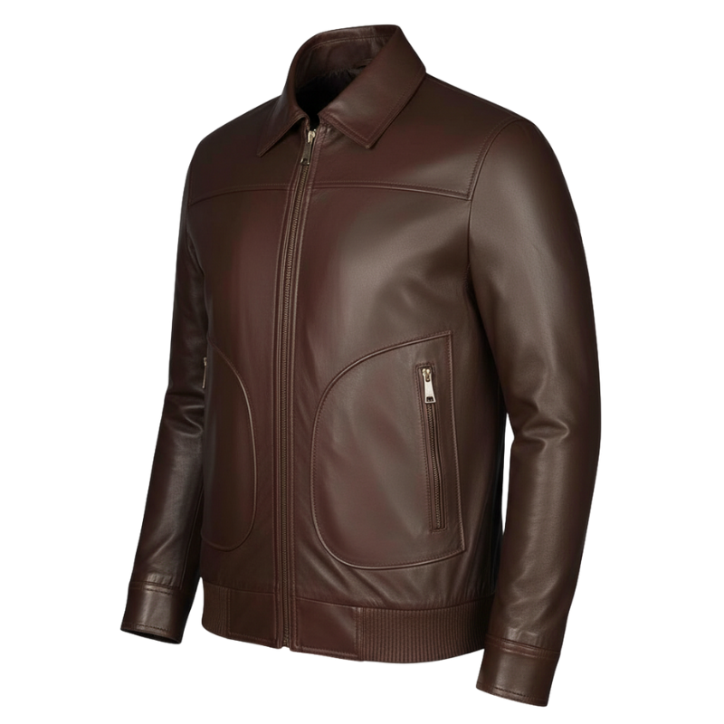Men’s Premium Bordeaux Crest Luxe Leather Jacket