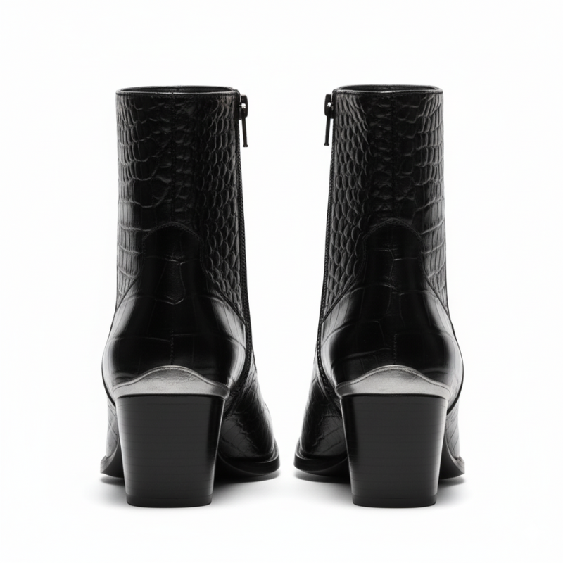 Metal Toe Croc Rider Boots Ankle