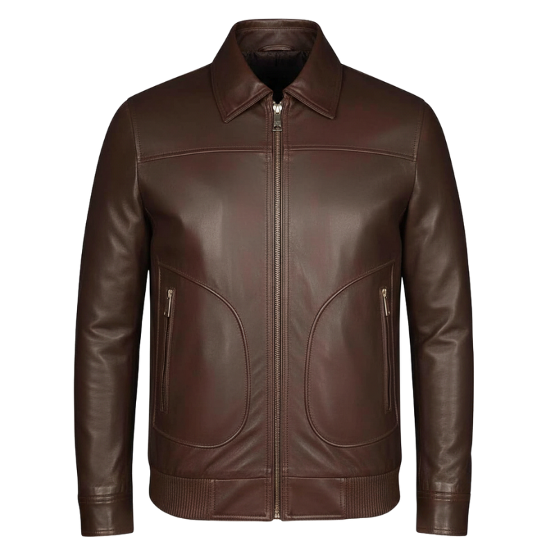 Men’s Premium Bordeaux Crest Luxe Leather Jacket
