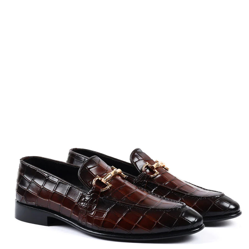 Burgandy Croc Emboss Gold Buckle