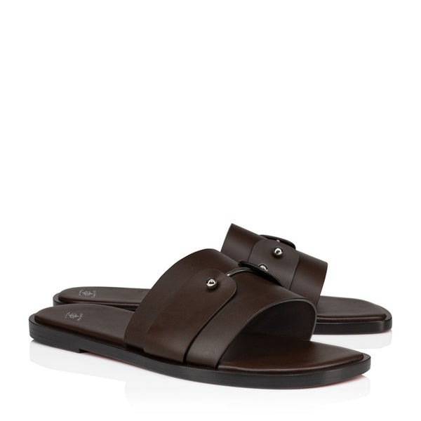 Men Slip On Leather Comfort Sandal - Brown